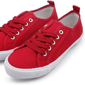 NEW LOW TOP RED CANVAS SNEAKERS NEW w/o TAGS